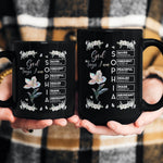 God Says I Am Custom Name In Bible Verses Birth Flower Pearl Effect Printed - Personalized Mug