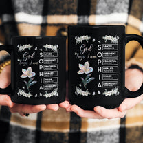 God Says I Am Custom Name In Bible Verses Birth Flower Pearl Effect Printed - Personalized Mug