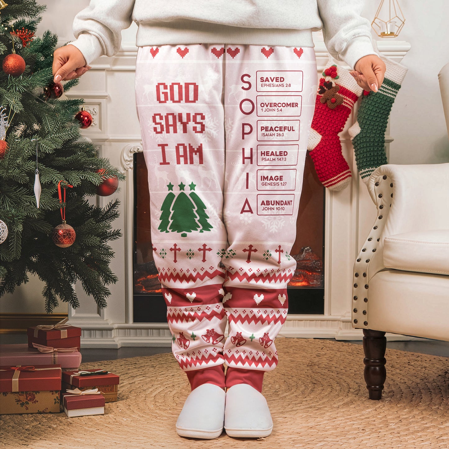 God Says I Am Custom Name Letter In Bible - Personalized Sweatpants