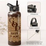 God Says I Am - Man Of God - Personalized Stainless Steel Water Bottle
