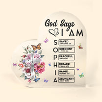 God Says I Am Name In Bible Verse Christian Gifts For Women - Personalized Acrylic Plaque