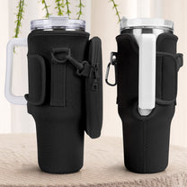 God Says I Am Name In Bible Verse New Version - Personalized Water Bottle Carrier Bag With Phone Pocket