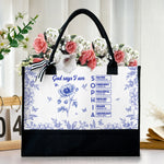 God Says I Am Name In Bible Verse - Personalized Canvas Tote Bag