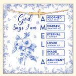 God Says I Am Name In Bible Verse - Cross Bracelet With Custom Card