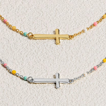 God Says I Am Name In Bible Verse - Cross Bracelet With Custom Card