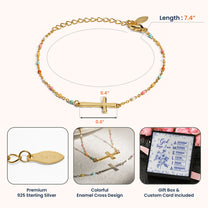 God Says I Am Name In Bible Verse - Cross Bracelet With Custom Card