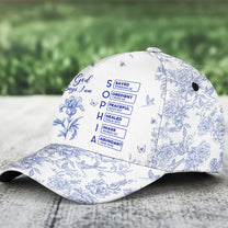 God Says I Am Name In Bible Verse Toile De Jouy Style - Personalized Classic Cap