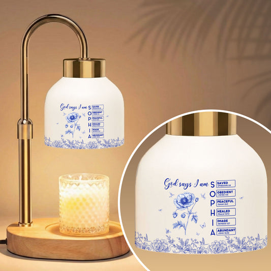God Says I Am Name In Bible Verses Gift For Her, Wife, Mom, Daughter - Personalized Candle Warmer