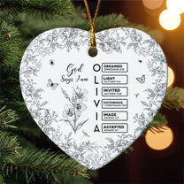 God Says I Am – Name Initial with Bible Verses – Personalized Ceramic Ornament