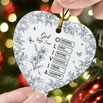 God Says I Am – Name Initial with Bible Verses – Personalized Ceramic Ornament