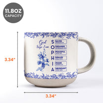 God Says I Am Name Letter In Bible Birth Flower Toile De Jouy Style - Personalized Pottery Mug