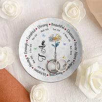 God Says I Am Name Letter In Bible Birthday Flowers - Personalized Jewelry Dish