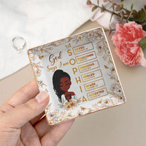 God Says I Am Name Letter In Bible - Golden Version - Personalized Jewelry Dish