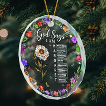 God Says I Am Name Letter In Bible - Personalized Glass Ornament