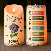 God Says I Am Name Letter In Bible - Personalized LED Candle