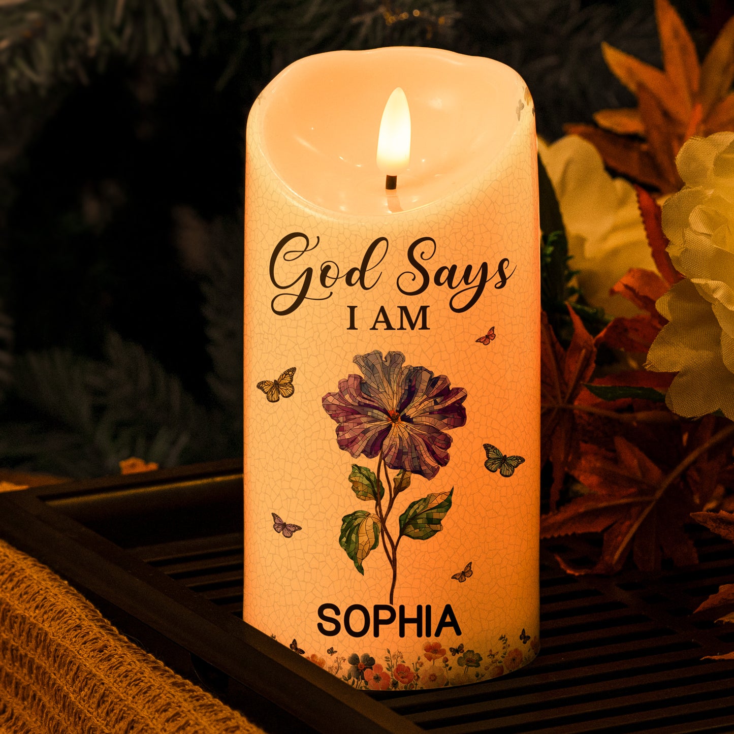 God Says I Am Name Letter In Bible - Personalized LED Candle