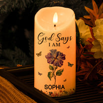 God Says I Am Name Letter In Bible - Personalized LED Candle