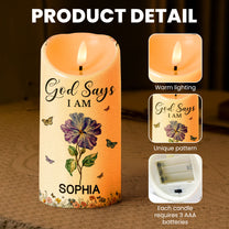 God Says I Am Name Letter In Bible - Personalized LED Candle