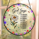 God Says I Am Name Letter In Bible - Personalized Stained Glass Window Hanging Suncatcher