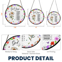 God Says I Am Name Letter In Bible - Personalized Stained Glass Window Hanging Suncatcher