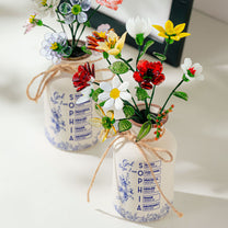 God Says I Am Name Letter In Bible - Personalized Vase With Glass Birth Month Flowers