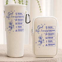 God Says I Am Name Letter In Bible - Personalized Water Bottle Carrier Bag With Phone Pocket