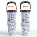 God Says I Am Name Letter In Bible Toile De Jouy Style - Personalized 30oz Tumbler With Handle
