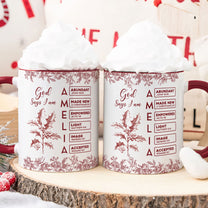 God Says I Am Name Letter In Bible Toile De Jouy Style - Personalized Accent Mug