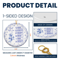 God Says I Am Name Letter In Bible Toile De Jouy Style - Personalized Ceramic Ornament