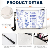 God Says I Am Name Letter In Bible Toile De Jouy Style - Personalized Cosmetic Bag