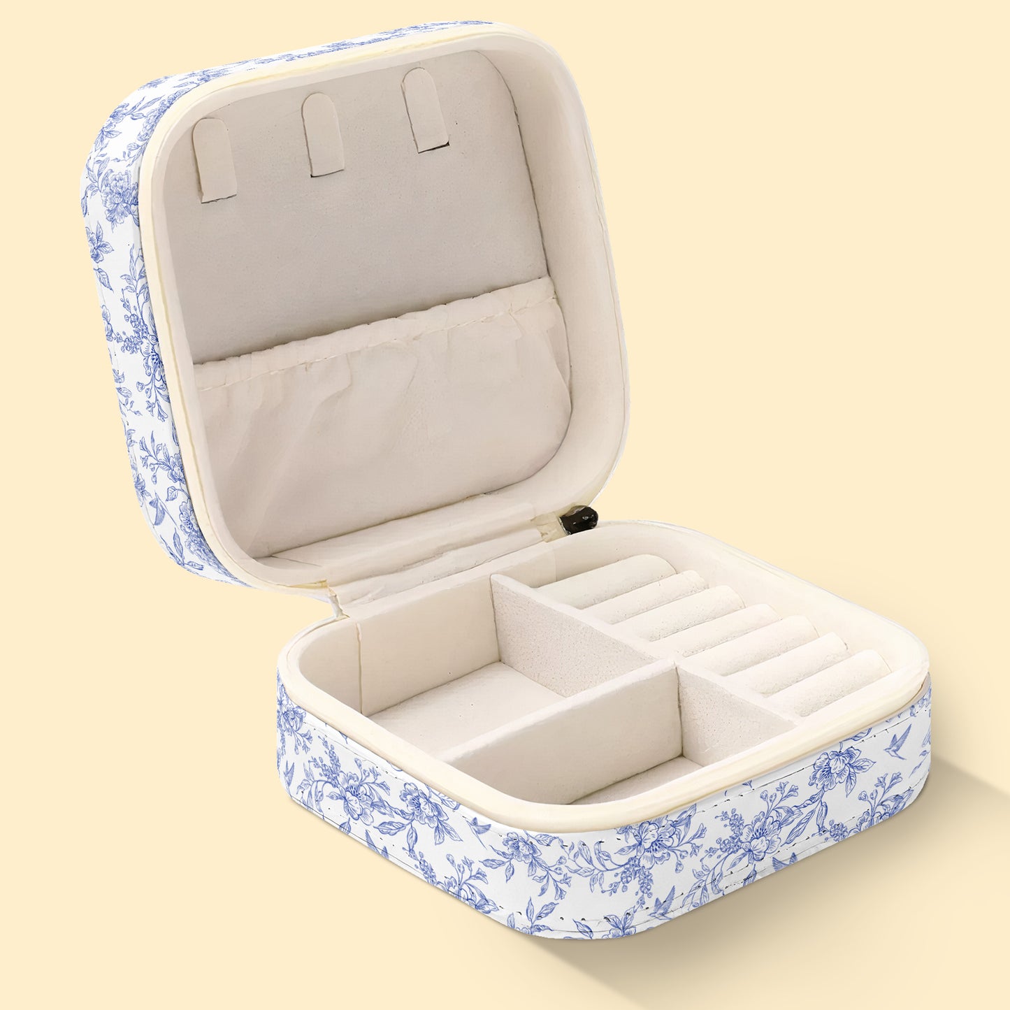 God Says I Am Name Letter In Bible Toile De Jouy Style - Personalized Jewelry Box