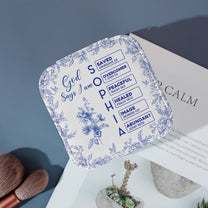God Says I Am Name Letter In Bible Toile De Jouy Style - Personalized Jewelry Box