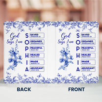 God Says I Am Name Letter In Bible Toile De Jouy Style - Personalized Kindle Paperwhite Case With Stand