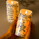 God Says I Am Name Letter In Bible Toile De Jouy Style - Personalized LED Candle