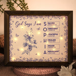 God Says I Am Name Letter In Bible Toile De Jouy Style - Personalized LED Shadow Box
