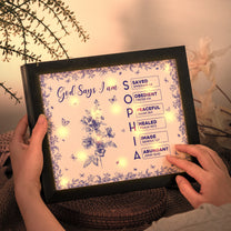 God Says I Am Name Letter In Bible Toile De Jouy Style - Personalized LED Shadow Box