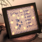 God Says I Am Name Letter In Bible Toile De Jouy Style - Personalized LED Shadow Box