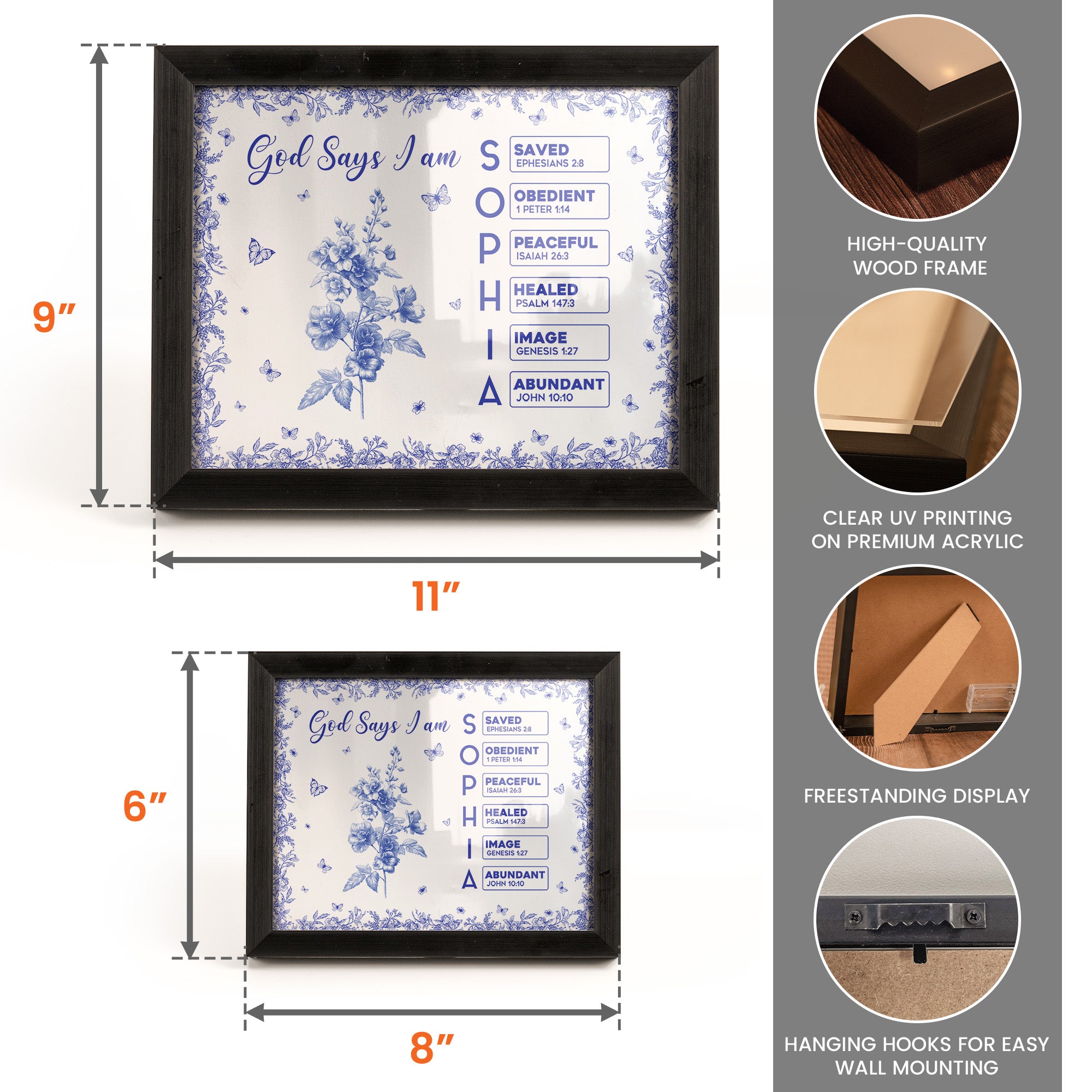 God Says I Am Name Letter In Bible Toile De Jouy Style - Personalized LED Shadow Box