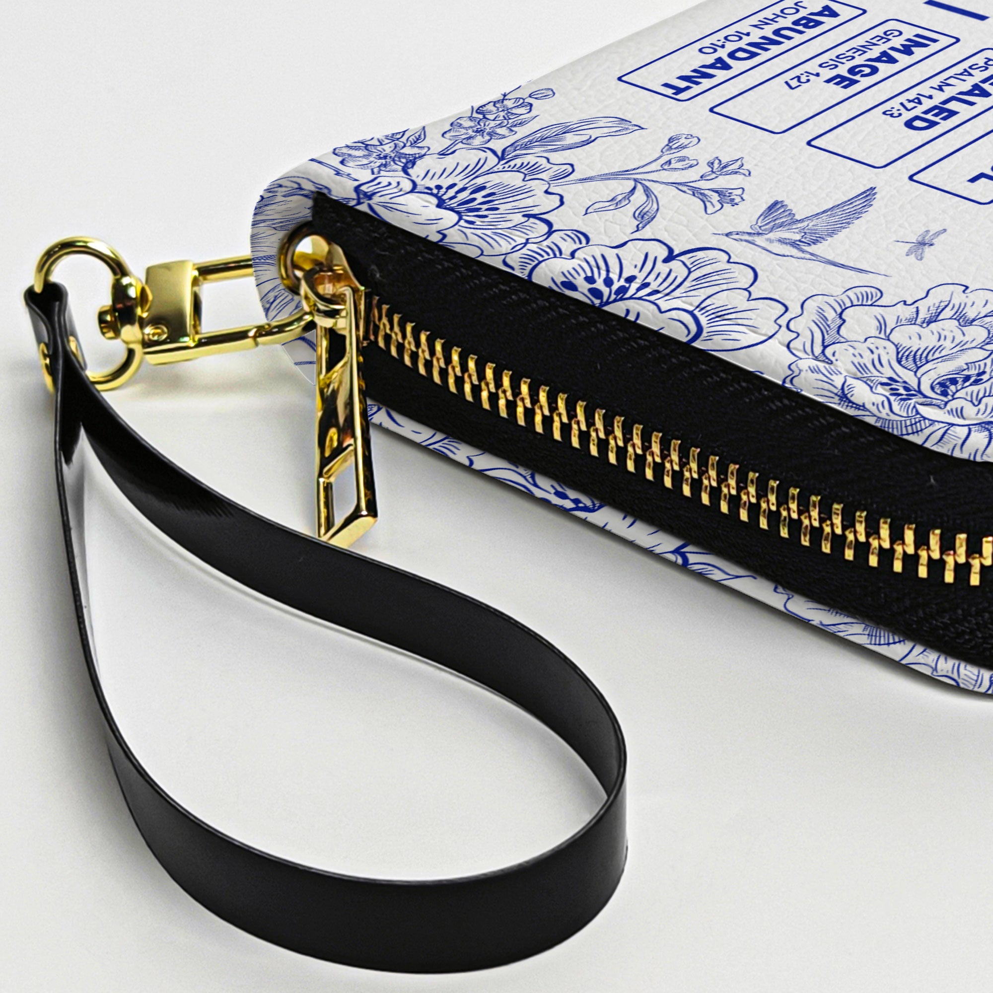 God Says I Am Name Letter In Bible Toile De Jouy Style - Personalized Leather Wallet