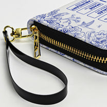 God Says I Am Name Letter In Bible Toile De Jouy Style - Personalized Leather Wallet