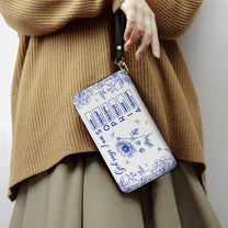 God Says I Am Name Letter In Bible Toile De Jouy Style - Personalized Leather Wallet