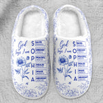 God Says I Am Name Letter In Bible Toile De Jouy Style - Personalized Slippers
