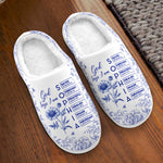 God Says I Am Name Letter In Bible Toile De Jouy Style - Personalized Slippers