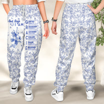 God Says I Am Name Letter In Bible Toile De Jouy Style - Personalized Sweatpants