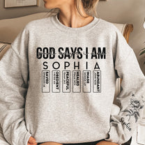 God Says I Am Name Letter In Bible Toile De Jouy Style - Personalized Sweatshirt