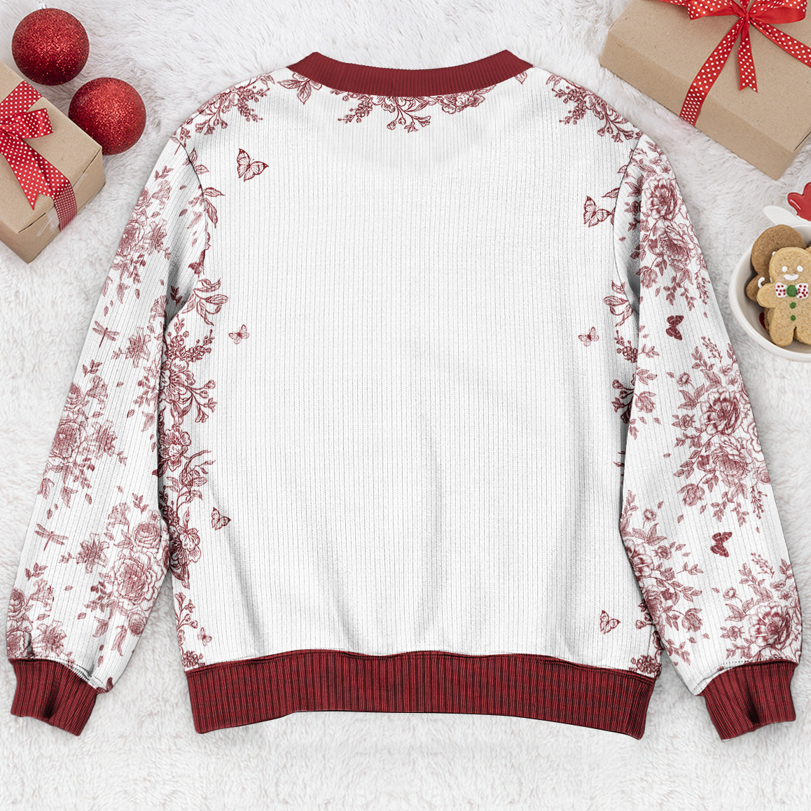 God Says I Am Name Letter In Bible Toile De Jouy Style - Personalized Ugly Sweater