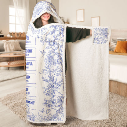 God Says I Am Name Letter In Bible Toile De Jouy Style - Personalized Wearable Blanket Hoodie