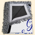 God Says I Am Name Letter In Bible Toile De Jouy Style - Personalized Woven Blanket