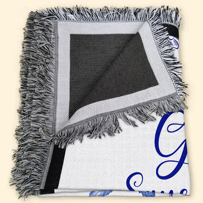 God Says I Am Name Letter In Bible Toile De Jouy Style - Personalized Woven Blanket