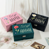 God Says I Am Name Letter In Bible Verse - Personalized Large Jewelry Box